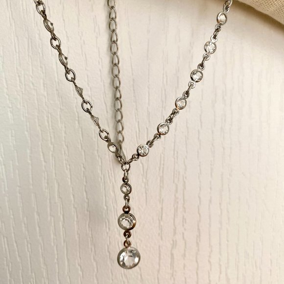 Vintage Silver Tone Necklace with Transparent Bead Detail - Picture 1 of 7
